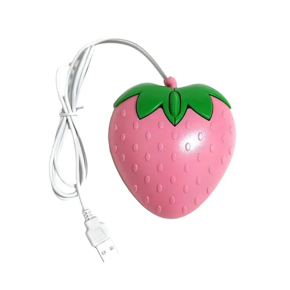 Wired Mouse Pink Strawberry Small Optical PC Computer Game Mouse Cute Creative Design Girls Birthday Gift For Office Laptop V1P8