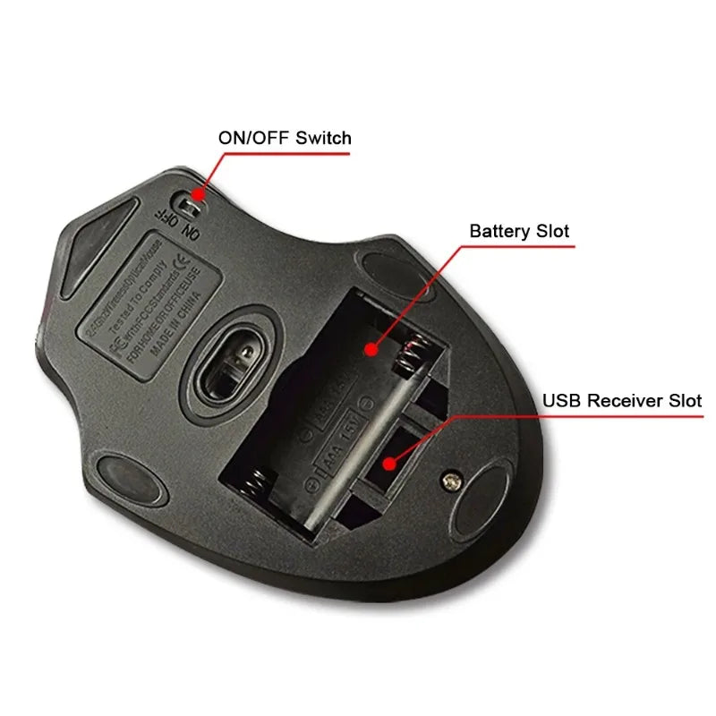 New Wireless Mouse 2000DPI Adjustable USB 3.0 Receiver Optical Computer Mouse 2.4GHz Gaming Mice Ergonomic Design For Laptop