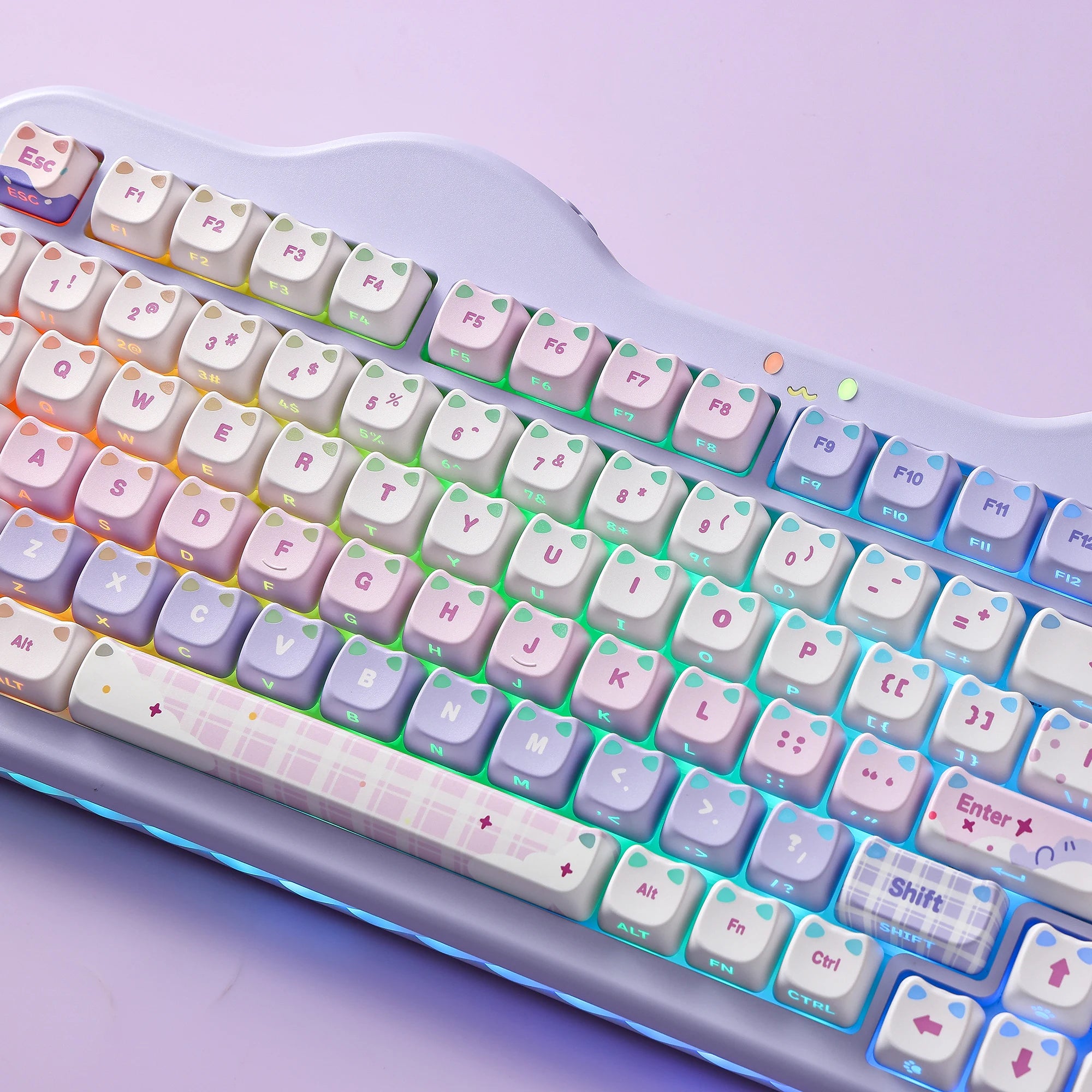 YUNZII C98 Translucent MAO Wireless Mechanical Keyboard,Cute Cat Ear Keycap,Hot Swap Custom RGB Keyboard with Numpad for Win/Mac