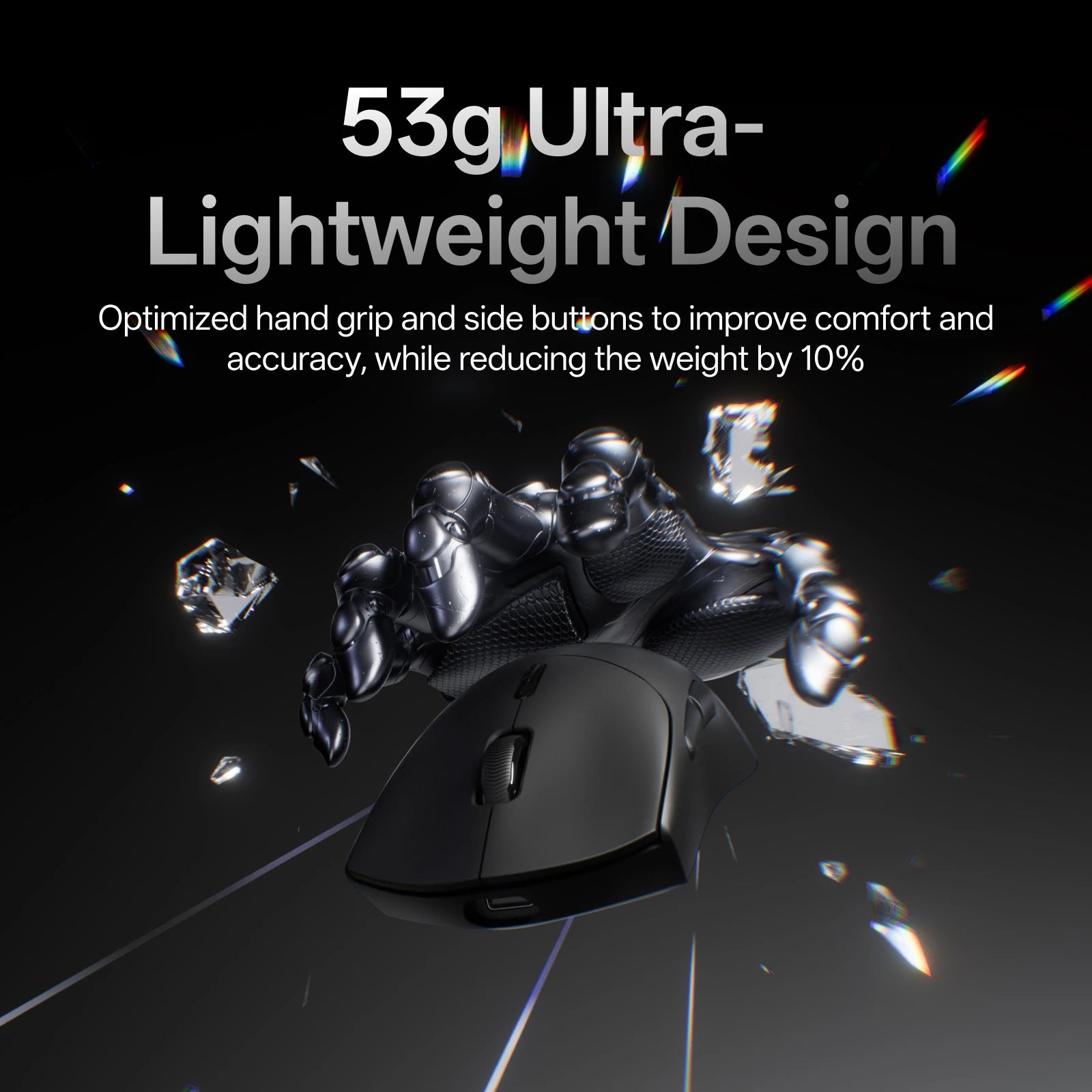Rapoo VT7 Wireless Gaming Mouse Ergonomic 8K Polling Rate PAW3395 53g Magnetic RGB Charging Dock for Right Big Hand PC Gamer