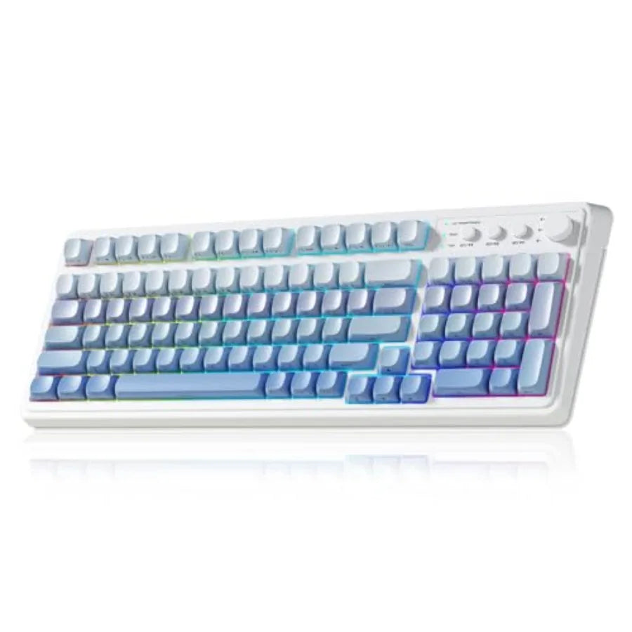 99 Key Keyboard, Wireless Gaming Keyboard Bluetooth Computer Keyboards Creamy Cute with Number Pad RGB Backlit Tri-Mode BT/2.4G