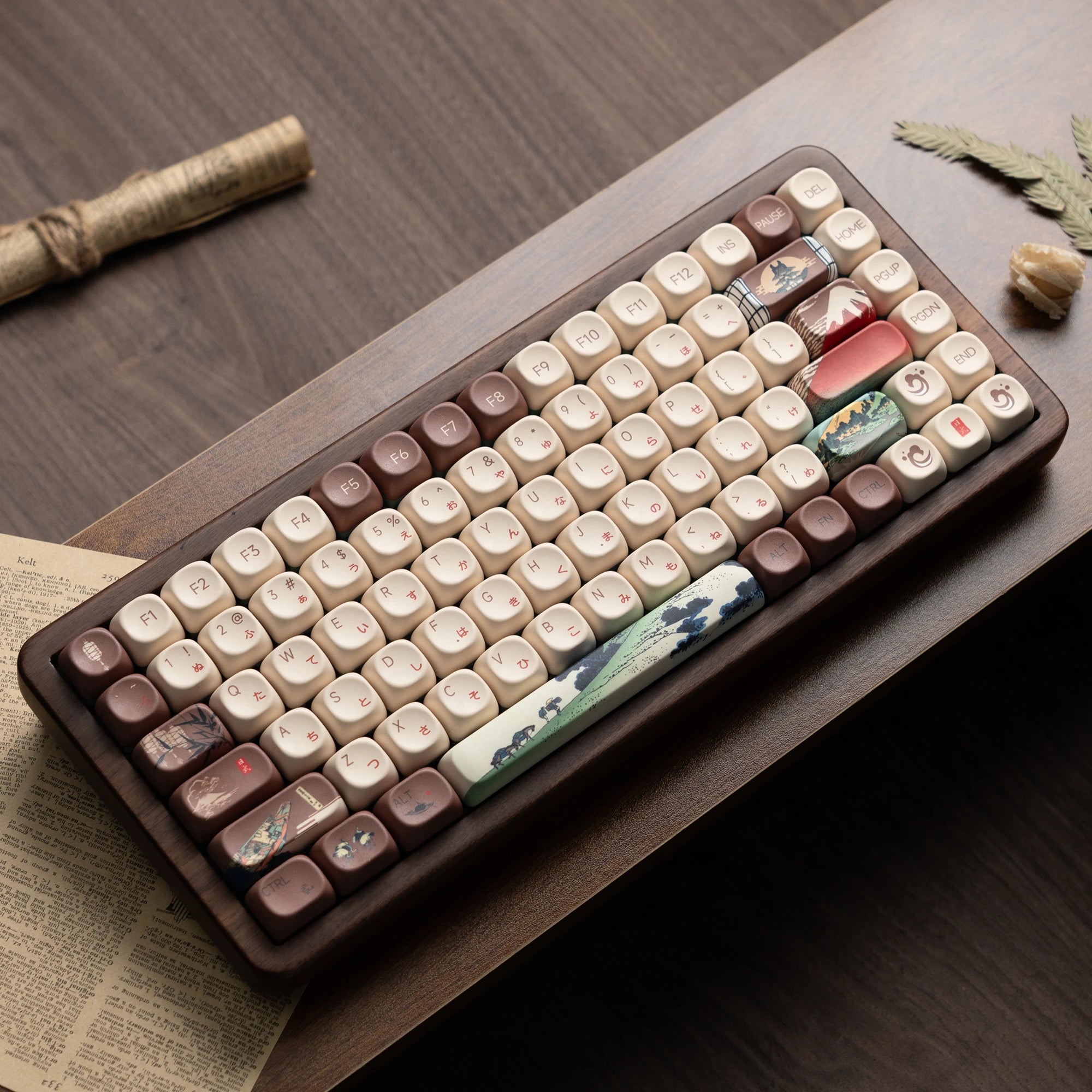 Womier Mount Fuji Custom Keyboard WD75 V2 Wooden Gaming Keyboard with QMK/VIA Tri-Mode Wireless Mechanical RGB 75% Hot Swappable