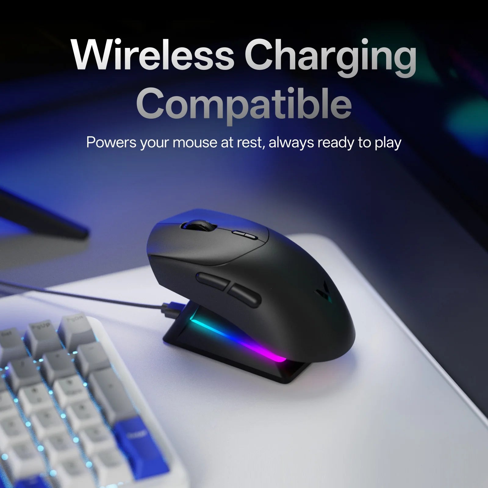 Rapoo VT7 Wireless Gaming Mouse Ergonomic 8K Polling Rate PAW3395 53g Magnetic RGB Charging Dock for Right Big Hand PC Gamer