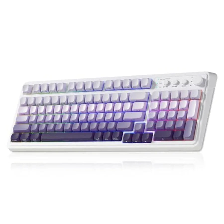 99 Key Keyboard, Wireless Gaming Keyboard Bluetooth Computer Keyboards Creamy Cute with Number Pad RGB Backlit Tri-Mode BT/2.4G
