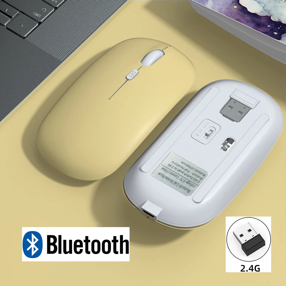 Rechargeable Wireless Bluetooth Mouse For iPad Pro 11 12.9 Air 5 4 2.4G USB Mice For Android Windows Tablet Laptop Notebook PC