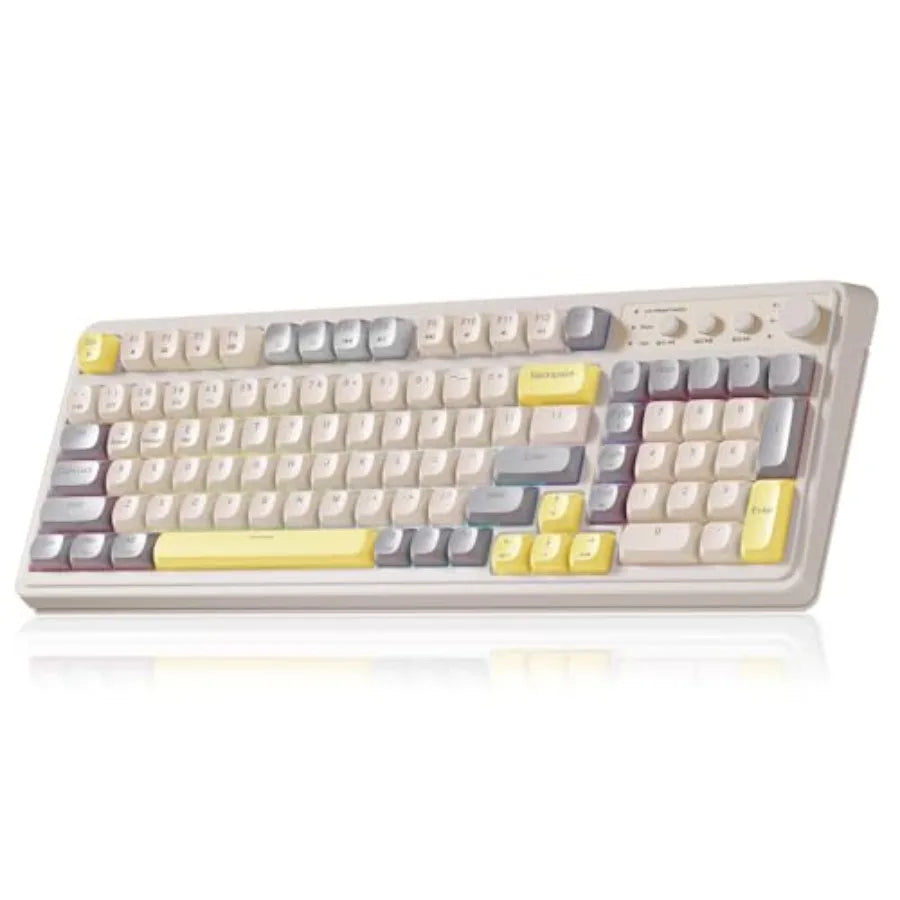 99 Key Keyboard, Wireless Gaming Keyboard Bluetooth Computer Keyboards Creamy Cute with Number Pad RGB Backlit Tri-Mode BT/2.4G