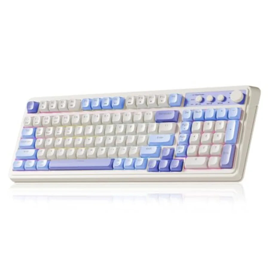 99 Key Keyboard, Wireless Gaming Keyboard Bluetooth Computer Keyboards Creamy Cute with Number Pad RGB Backlit Tri-Mode BT/2.4G
